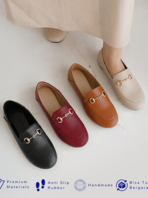la vita e bella boston sepatu wanita loafer with metal buckle lv 6504