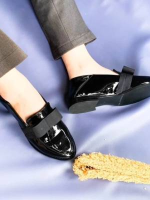 la vita e bella penelope sepatu loafer wanita foldable back model slip on [lv 1270] black