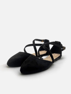 [new] la vita e bella laura crossed strap sandal flat teplek wanita [lv 514] black/denim