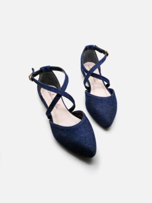 [new] la vita e bella laura crossed strap sandal flat teplek wanita [lv 514] black/denim