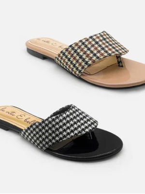 la vita e bella josie sandal flip flop wanita motif houndstooth [lp 522]