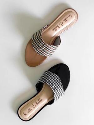 la vita e bella josie sandal flip flop wanita motif houndstooth [lp 522]