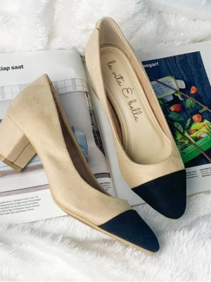 la vita e bella nadine pointed toe cap sepatu hak tahu wanita model pumps [lv8509] cream black