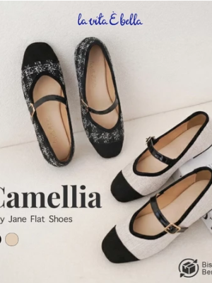 [new] la vita e bella camellia flat shoes mary jane women sepatu wanita empuk nyaman knit tweed [lv 5905] size 35/43/44