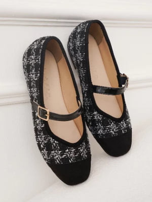 [new] la vita e bella camellia flat shoes mary jane women sepatu wanita empuk nyaman knit tweed [lv 5905] size 35/43/44