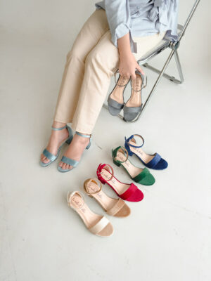 la vita e bella blanche ankle strap sandal block heels wanita model tali [lv2005]