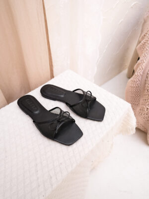 [new] la vita e bella sola sandal flat teplek slide wanita mesh transparan pita casual santai rubber [lx 515]