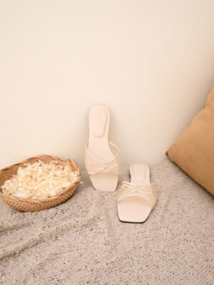 [new] la vita e bella sola sandal flat teplek slide wanita mesh transparan pita casual santai rubber [lx 515]