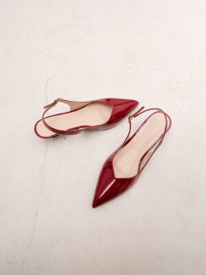 [new] la vita e bella vanya kitten heels wanita sandal slingback women stiletto pointed toe glossy 5cm [lv 5507]