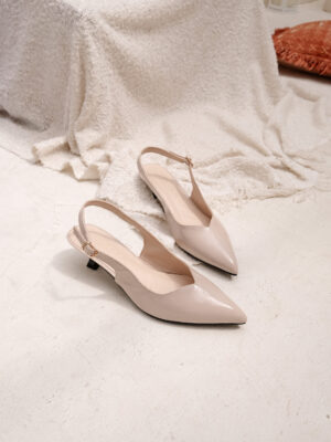 [new] la vita e bella vanya kitten heels wanita sandal slingback women stiletto pointed toe glossy 5cm [lv 5507]