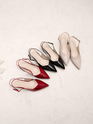 [new] la vita e bella vanya kitten heels wanita sandal slingback women stiletto pointed toe glossy 5cm [lv 5507]