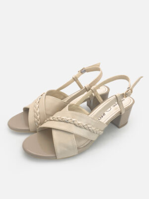 la vita e bella keiko sepatu sandal hak chunky wanita model cross slingback braided [lv 2022] cream