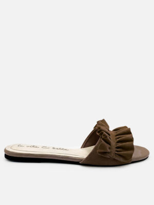 la vita e bella peony sandal flat teplek wanita model ruffle bahan suede vevet [lp501]