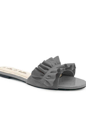 la vita e bella peony sandal flat teplek wanita model ruffle bahan suede vevet [lp501]