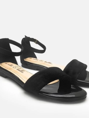 la vita e bella anya ankle strap sandal flat wanita dengan tali [lp 528] black
