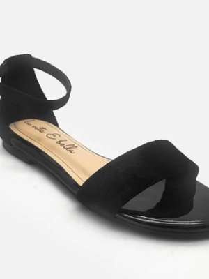 la vita e bella anya ankle strap sandal flat wanita dengan tali [lp 528] black