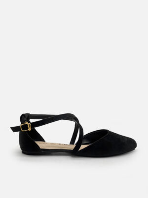[new] la vita e bella laura crossed strap sandal flat teplek wanita [lv 514] black/denim