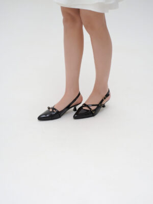 la vita e bella louise sandal kitten heels wanita strap silang slingback glossy [lv 5503]
