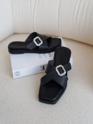 la vita e bella millie sandal flat crystal wanita model silang empuk [lx 701]