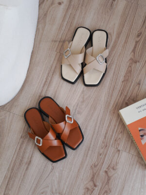 la vita e bella millie sandal flat crystal wanita model silang empuk [lx 701]