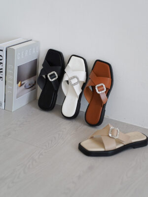 la vita e bella millie sandal flat crystal wanita model silang empuk [lx 701]