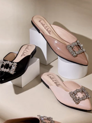 [new] la vita e bella vera women mules slide flat sandal pointed selop teplek wanita crystal [lv 601]