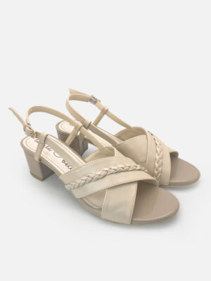 la vita e bella keiko sepatu sandal hak chunky wanita model cross slingback braided [lv 2022] cream