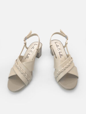 la vita e bella keiko sepatu sandal hak chunky wanita model cross slingback braided [lv 2022] cream